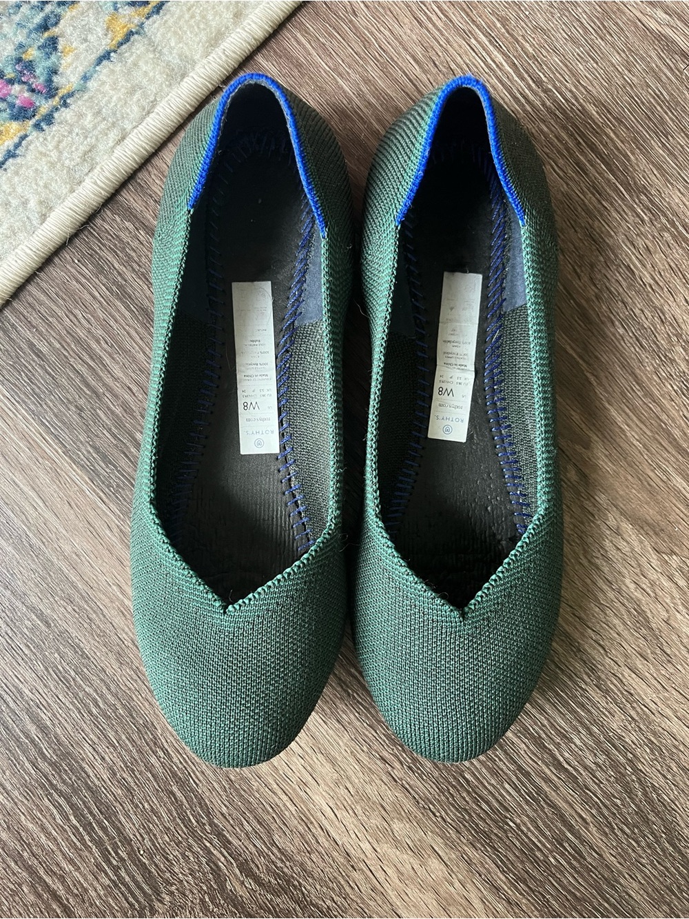 Rothy's Forest Green Knit Round Toe Ballet Flats